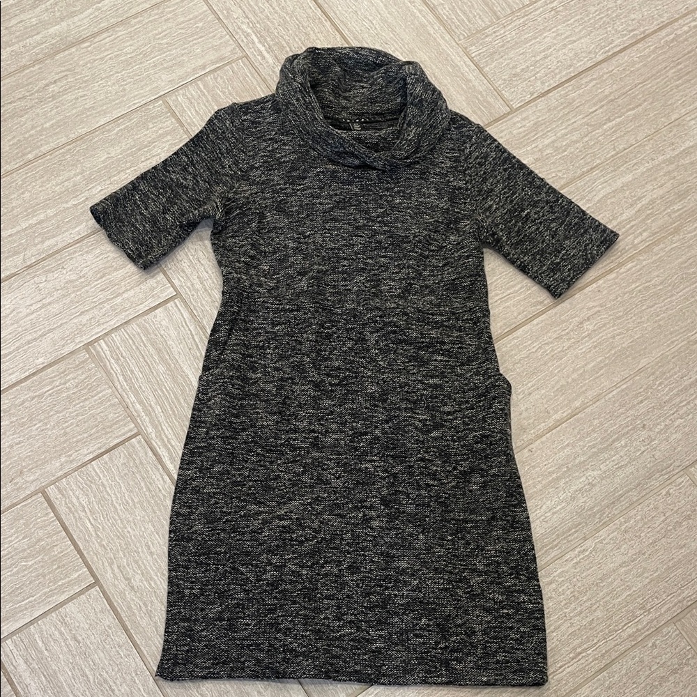 Tribal Charcoal Short Sleeve Cowl Neck Dress